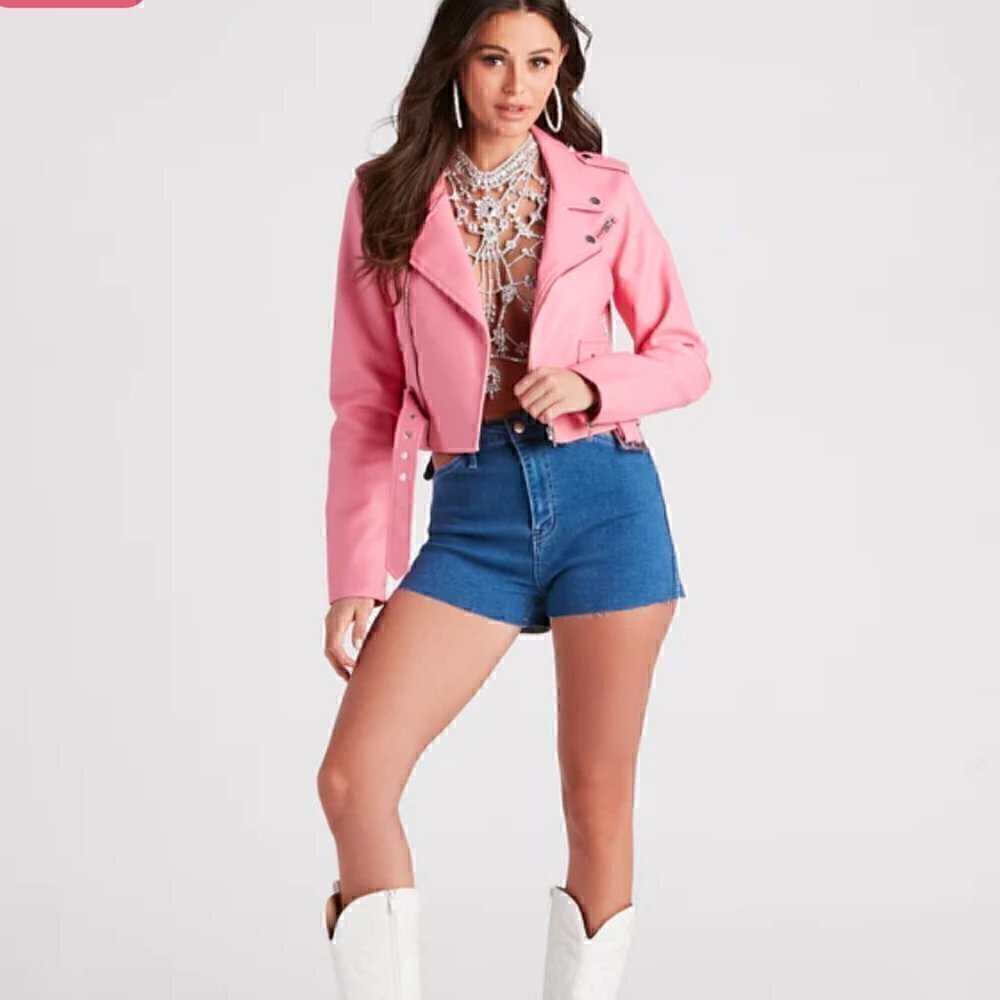 #20 Windsor Remy High-Rise Cutout Shorts in Medium Denim